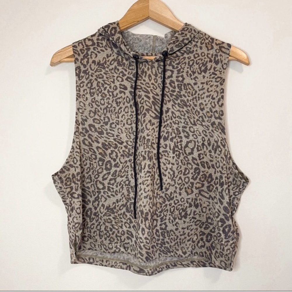 ZYIA Active Metallic Leopard Print Crop Hoodie XXL